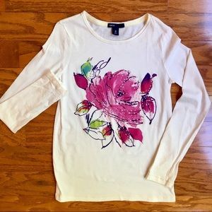 Girls Gap size 8 long sleeve cream Tee